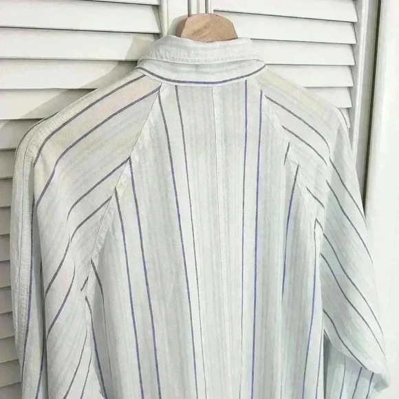 Aritzia Wilfred Free Linen Boyfriend Shirt | White Striped | SZ S - Picture 6 of 8